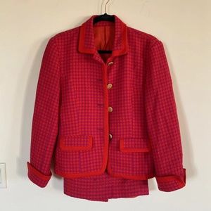 Vizia Vintage Matching Houndstooth Suit and Skirt Set Pink & Rose